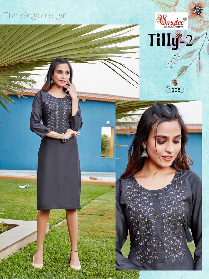 Smylee Titly 2 Heavy New Fancy Ethnic Wear Slub Rayon Designer Kurti Collection